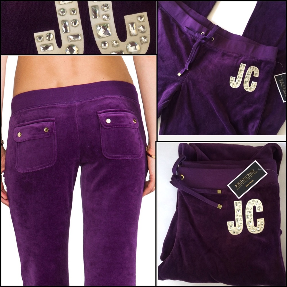 JUICY COUTURE Velour Mosaic Bling Aubergine Pants